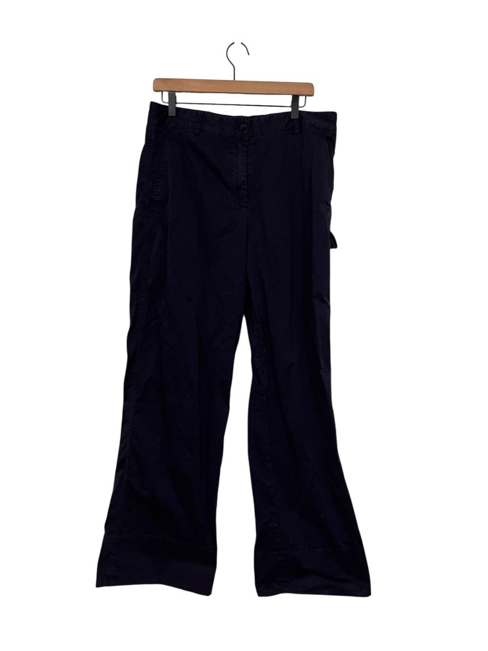 THEORY Carpenter Pant Garment Dyed Washed Blue Cargo Wide Leg High Waist Size 12